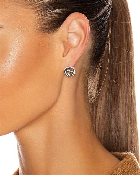 gucci double g bee earrings|Gucci interlocking earrings silver.